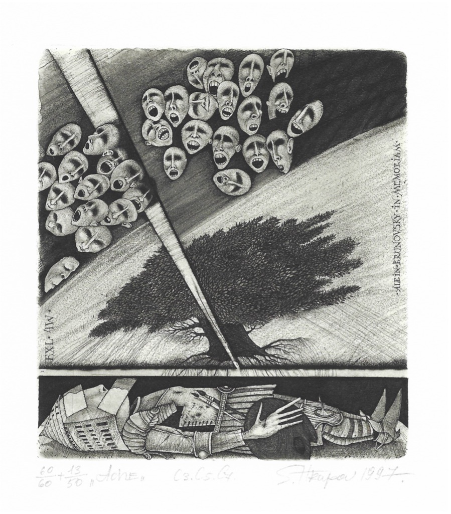 Ets/ aquatint  van Msergey Hrapov (UKR) uit 1997